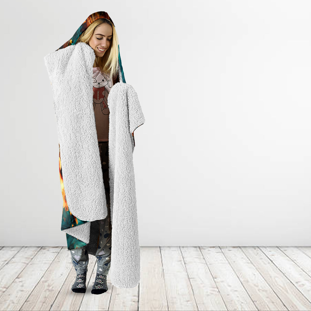 Flame Girl Skull Hooded Blanket Assuming I Was Like Most Girls Was Your First Mistake