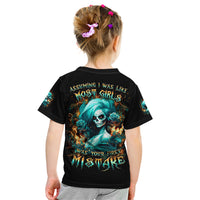 Flame Girl Skull Kid T Shirt Assuming I Was Like Most Girls Was Your First Mistake - Wonder Print Shop