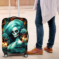 Flame Girl Skull Luggage Cover Assuming I Was Like Most Girls Was Your First Mistake - Wonder Print Shop