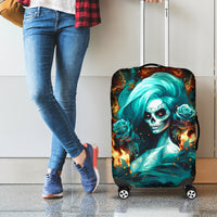 Flame Girl Skull Luggage Cover Assuming I Was Like Most Girls Was Your First Mistake - Wonder Print Shop