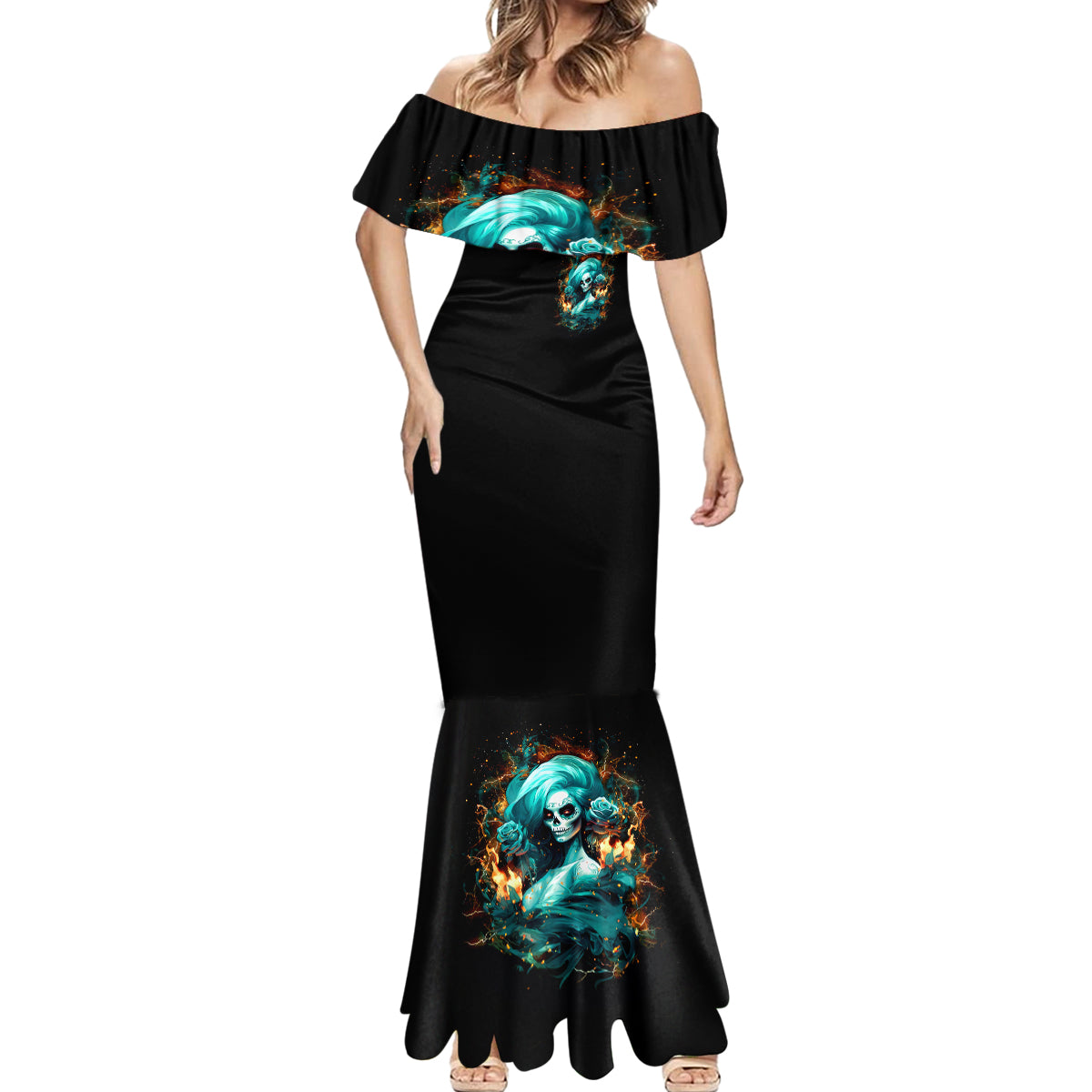 Flame Girl Skull Mermaid Dress Assuming I Was Like Most Girls Was Your First Mistake - Wonder Print Shop