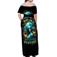 Flame Girl Skull Off Shoulder Maxi Dress Assuming I Was Like Most Girls Was Your First Mistake - Wonder Print Shop