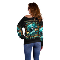 Flame Girl Skull Off Shoulder Sweater Assuming I Was Like Most Girls Was Your First Mistake - Wonder Print Shop