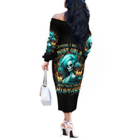 Flame Girl Skull Off The Shoulder Long Sleeve Dress Assuming I Was Like Most Girls Was Your First Mistake - Wonder Print Shop