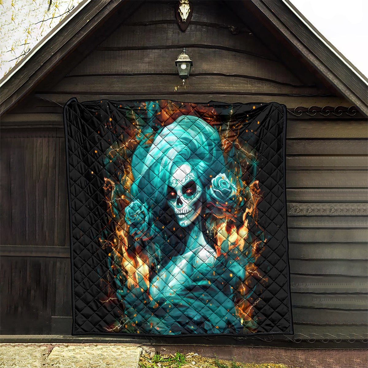 Flame Girl Skull Quilt Assuming I Was Like Most Girls Was Your First Mistake - Wonder Print Shop
