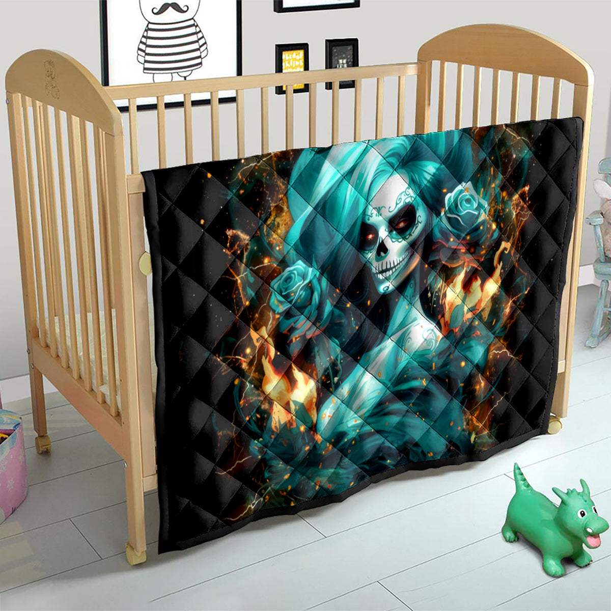 Flame Girl Skull Quilt Assuming I Was Like Most Girls Was Your First Mistake - Wonder Print Shop