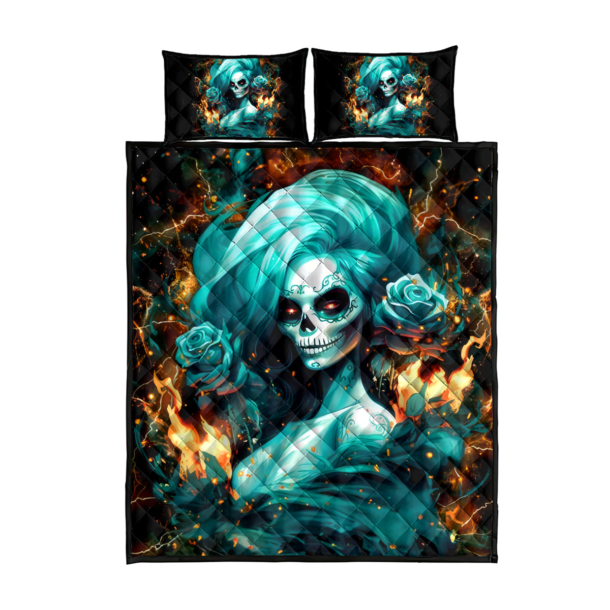 Flame Girl Skull Quilt Bed Set Assuming I Was Like Most Girls Was Your First Mistake - Wonder Print Shop