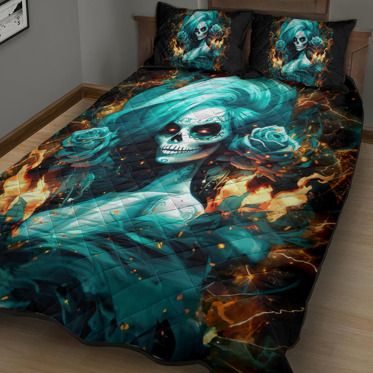 Flame Girl Skull Quilt Bed Set Assuming I Was Like Most Girls Was Your First Mistake - Wonder Print Shop