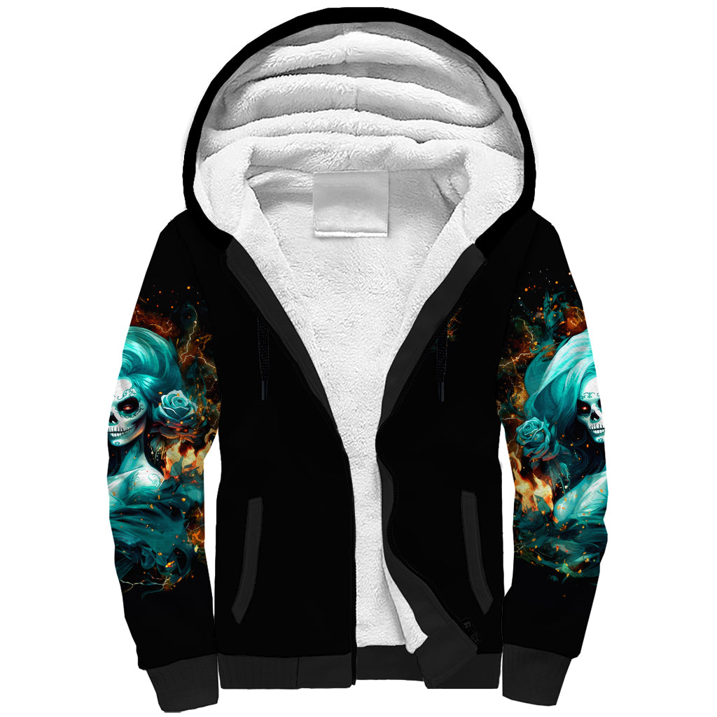 Flame Girl Skull Sherpa Hoodie Assuming I Was Like Most Girls Was Your First Mistake - Wonder Print Shop