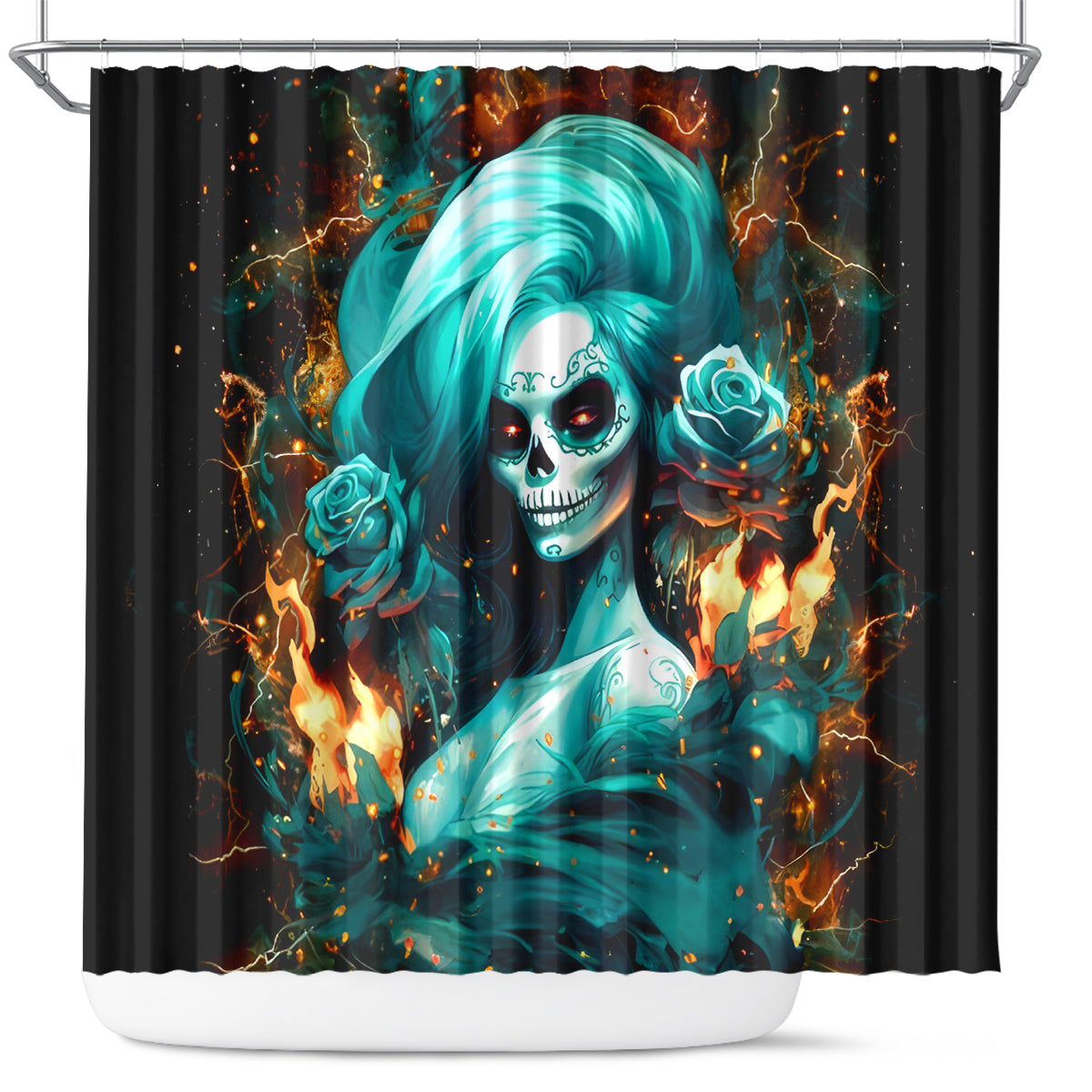 Flame Girl Skull Shower Curtain Assuming I Was Like Most Girls Was Your First Mistake