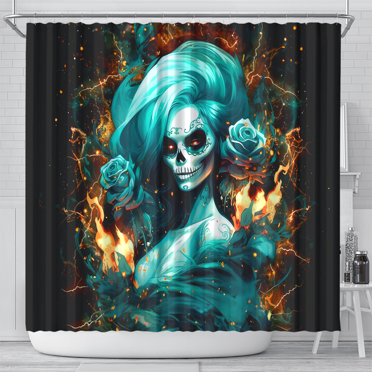 Flame Girl Skull Shower Curtain Assuming I Was Like Most Girls Was Your First Mistake