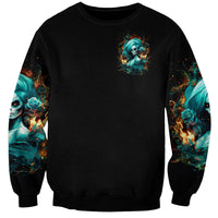 Flame Girl Skull Sweatshirt Assuming I Was Like Most Girls Was Your First Mistake - Wonder Print Shop