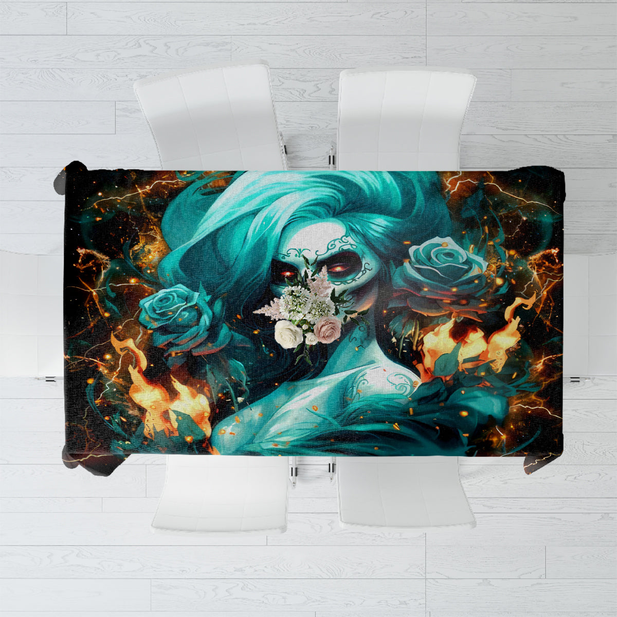 Flame Girl Skull Tablecloth Assuming I Was Like Most Girls Was Your First Mistake - Wonder Print Shop