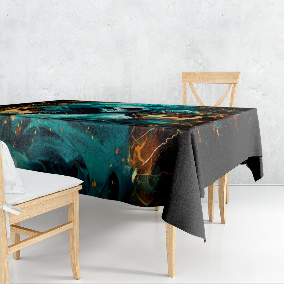 Flame Girl Skull Tablecloth Assuming I Was Like Most Girls Was Your First Mistake - Wonder Print Shop