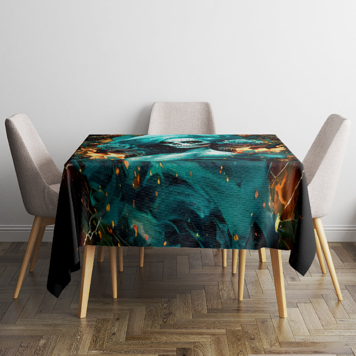 Flame Girl Skull Tablecloth Assuming I Was Like Most Girls Was Your First Mistake - Wonder Print Shop
