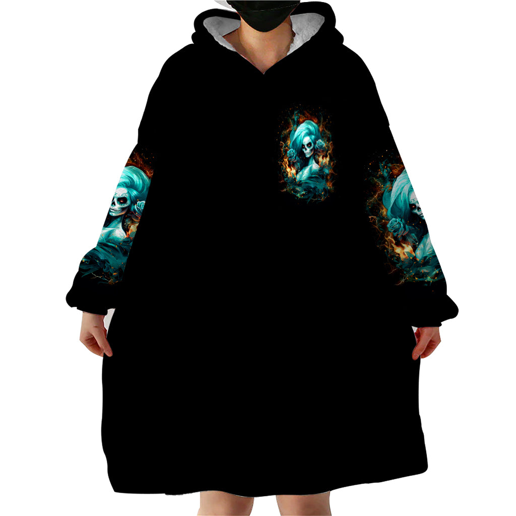 Flame Girl Skull Wearable Blanket Hoodie Assuming I Was Like Most Girls Was Your First Mistake - Wonder Print Shop