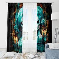 Flame Girl Skull Window Curtain Assuming I Was Like Most Girls Was Your First Mistake - Wonder Print Shop
