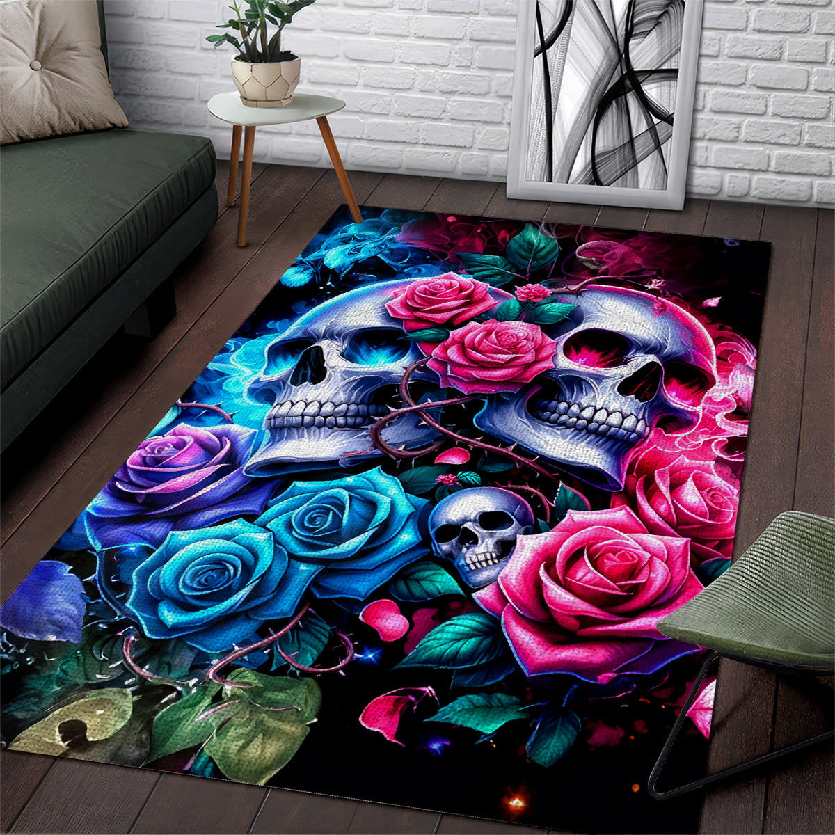 Couple Skull Area Rug I Could Be Your Best Friend Or Your Worst Fucking Enemy - Wonder Print Shop