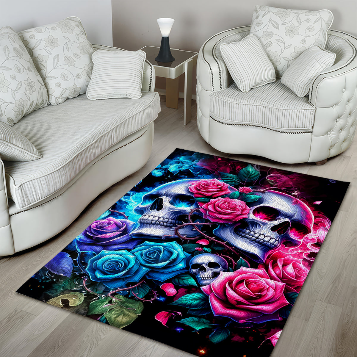 Couple Skull Area Rug I Could Be Your Best Friend Or Your Worst Fucking Enemy - Wonder Print Shop