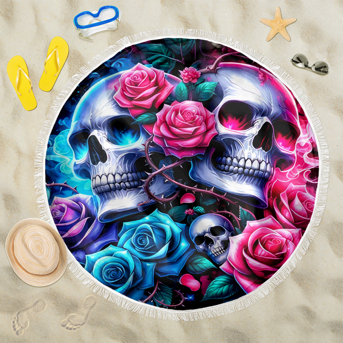 Couple Skull Beach Blanket I Could Be Your Best Friend Or Your Worst Fucking Enemy - Wonder Print Shop