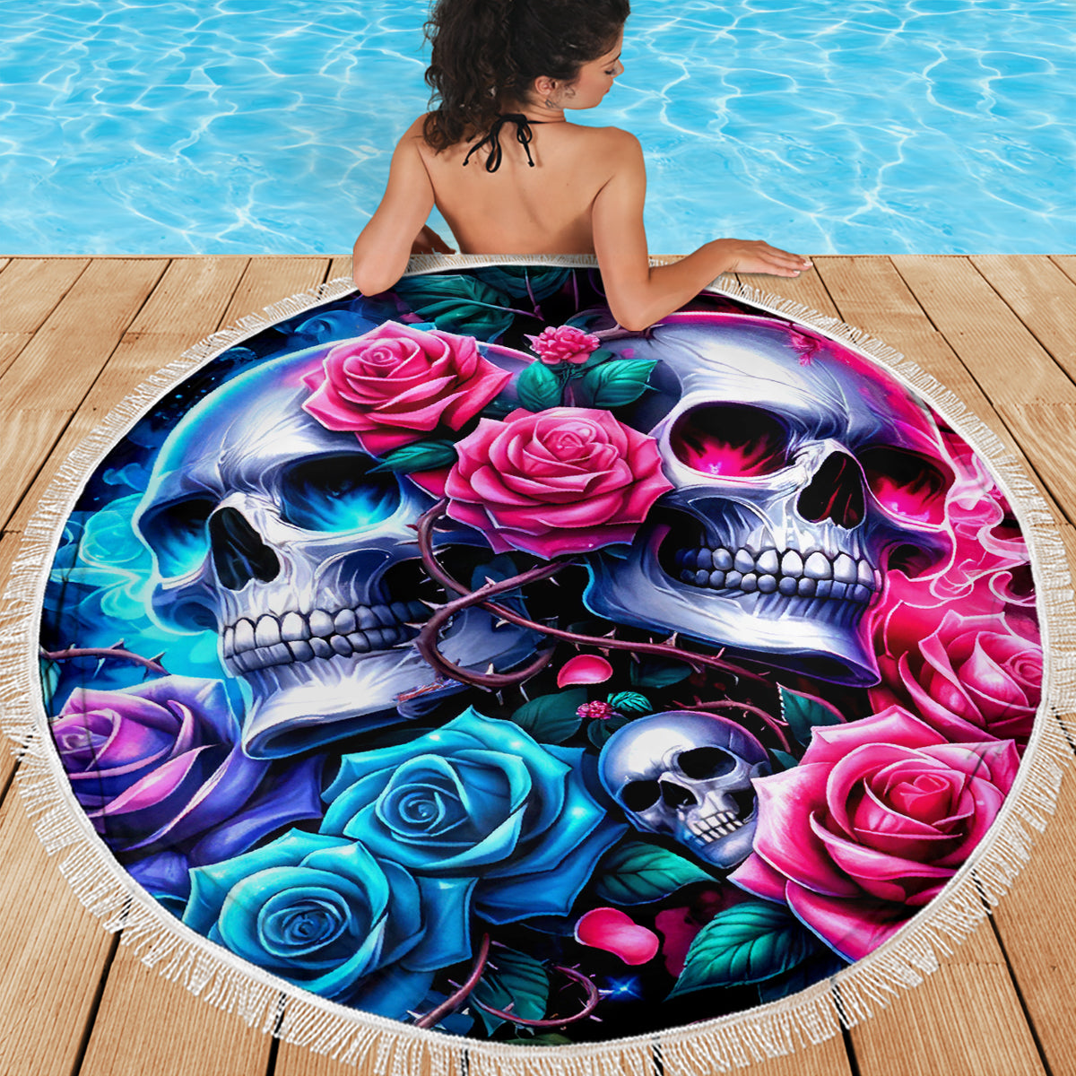 Couple Skull Beach Blanket I Could Be Your Best Friend Or Your Worst Fucking Enemy - Wonder Print Shop