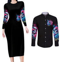 Couple Skull Couples Matching Long Sleeve Bodycon Dress and Long Sleeve Button Shirt I Could Be Your Best Friend Or Your Worst Fucking Enemy - Wonder Print Shop