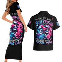 Couple Skull Couples Matching Short Sleeve Bodycon Dress and Hawaiian Shirt I Could Be Your Best Friend Or Your Worst Fucking Enemy - Wonder Print Shop