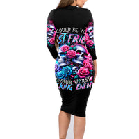 Couple Skull Family Matching Long Sleeve Bodycon Dress and Hawaiian Shirt I Could Be Your Best Friend Or Your Worst Fucking Enemy - Wonder Print Shop