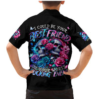 Couple Skull Family Matching Mermaid Dress and Hawaiian Shirt I Could Be Your Best Friend Or Your Worst Fucking Enemy - Wonder Print Shop