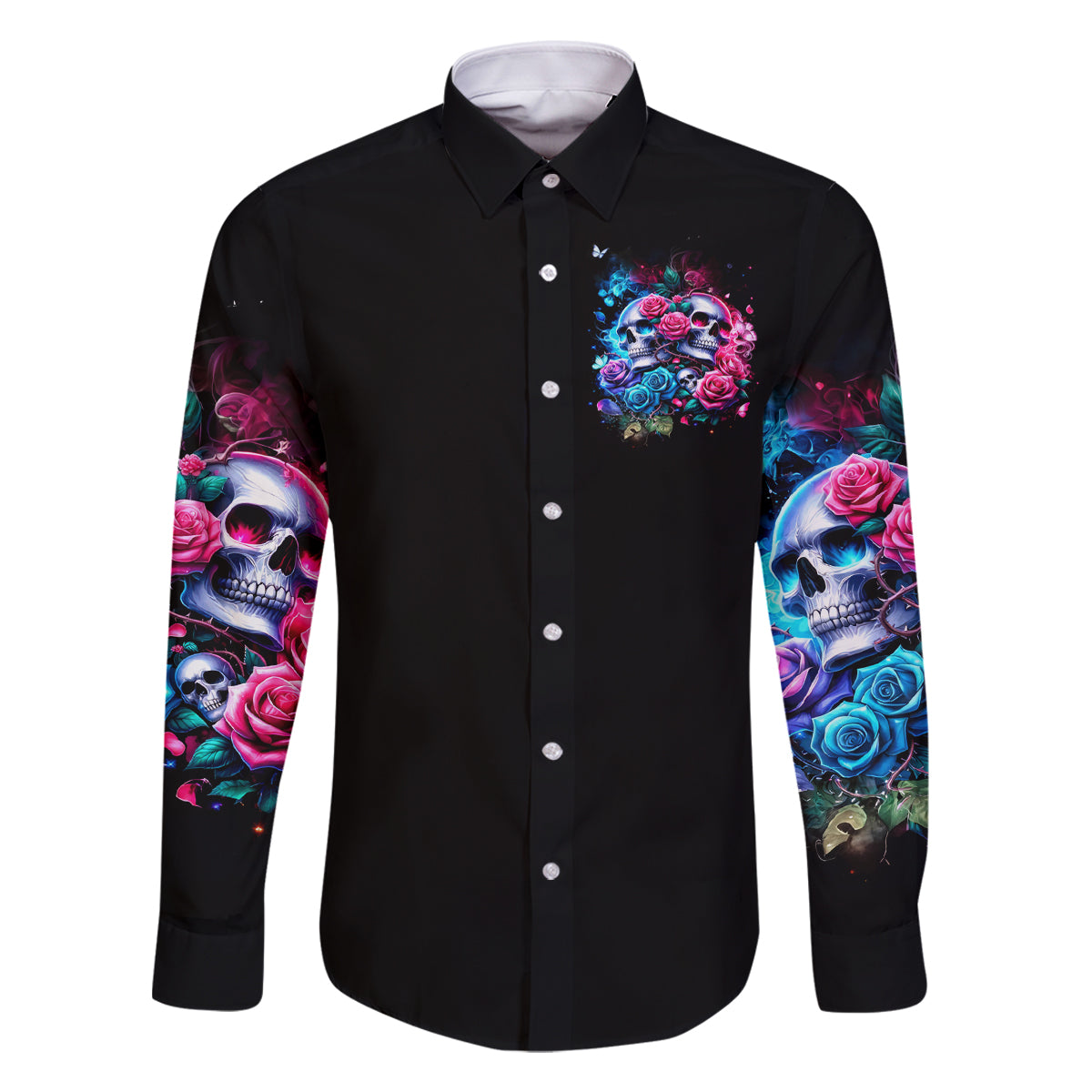 Couple Skull Family Matching Off Shoulder Long Sleeve Dress and Hawaiian Shirt I Could Be Your Best Friend Or Your Worst Fucking Enemy - Wonder Print Shop