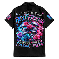 Couple Skull Family Matching Off Shoulder Maxi Dress and Hawaiian Shirt I Could Be Your Best Friend Or Your Worst Fucking Enemy - Wonder Print Shop
