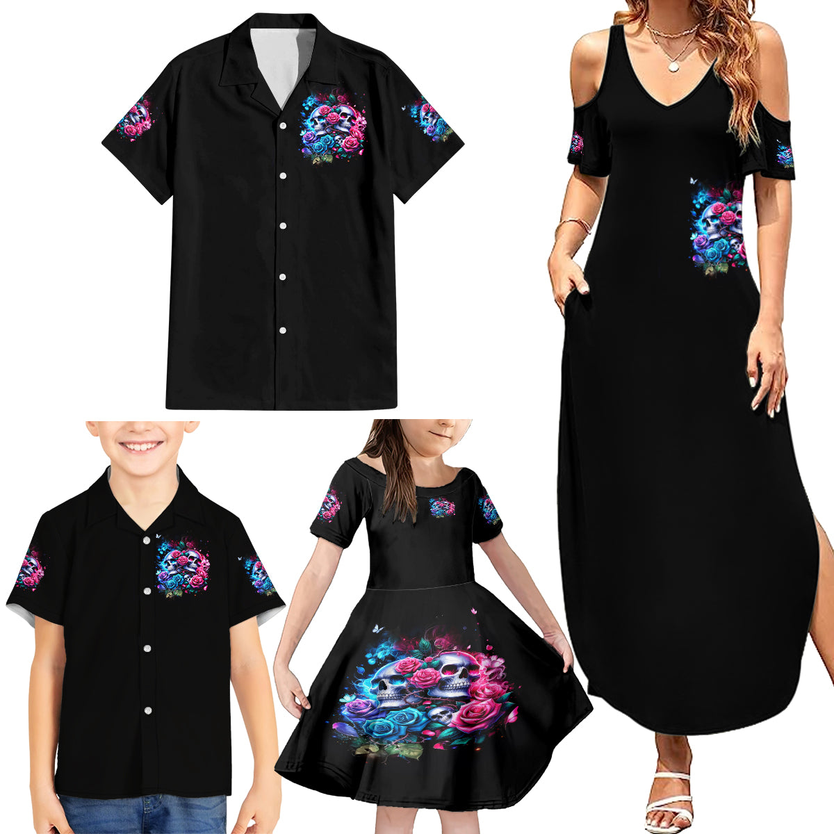 Couple Skull Family Matching Summer Maxi Dress and Hawaiian Shirt I Could Be Your Best Friend Or Your Worst Fucking Enemy - Wonder Print Shop
