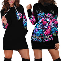 Couple Skull Hoodie Dress I Could Be Your Best Friend Or Your Worst Fucking Enemy - Wonder Print Shop