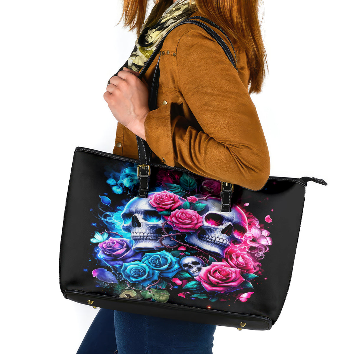 Couple Skull Leather Tote Bag I Could Be Your Best Friend Or Your Worst Fucking Enemy - Wonder Print Shop