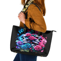 Couple Skull Leather Tote Bag I Could Be Your Best Friend Or Your Worst Fucking Enemy - Wonder Print Shop