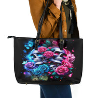 Couple Skull Leather Tote Bag I Could Be Your Best Friend Or Your Worst Fucking Enemy - Wonder Print Shop