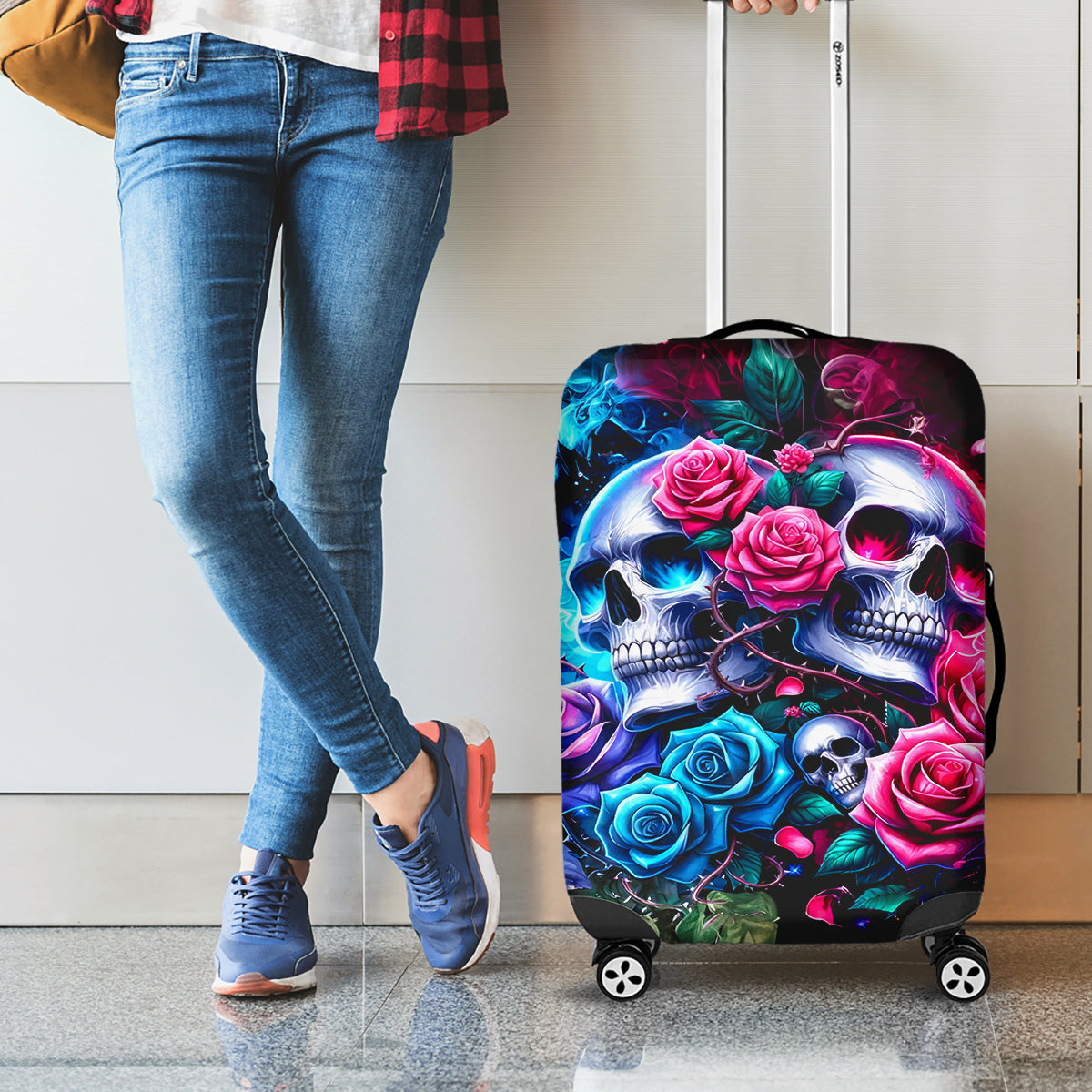 Couple Skull Luggage Cover I Could Be Your Best Friend Or Your Worst Fucking Enemy - Wonder Print Shop