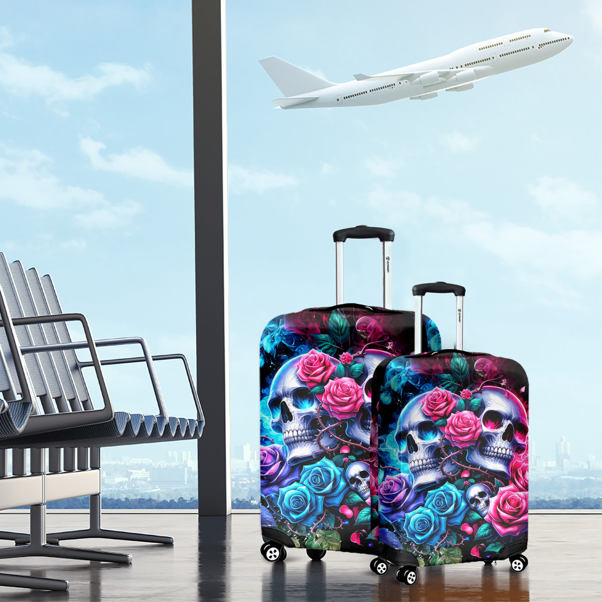 Couple Skull Luggage Cover I Could Be Your Best Friend Or Your Worst Fucking Enemy - Wonder Print Shop