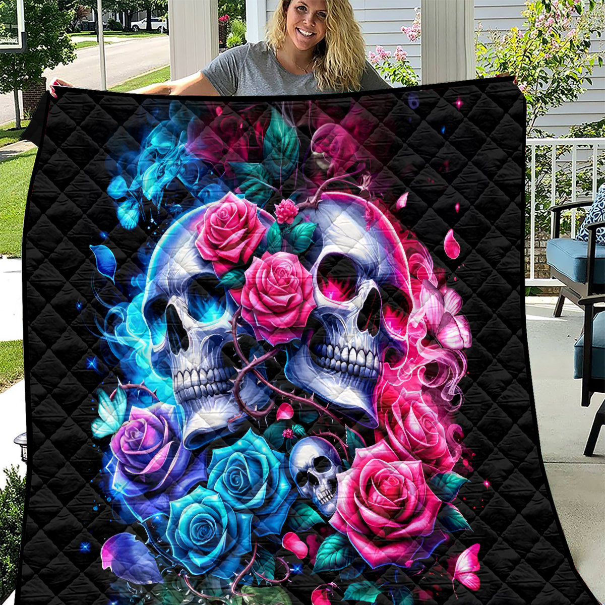 Couple Skull Quilt I Could Be Your Best Friend Or Your Worst Fucking Enemy - Wonder Print Shop