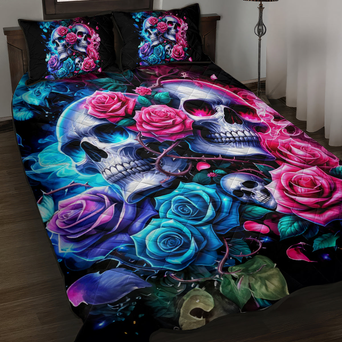 Couple Skull Quilt Bed Set I Could Be Your Best Friend Or Your Worst Fucking Enemy - Wonder Print Shop