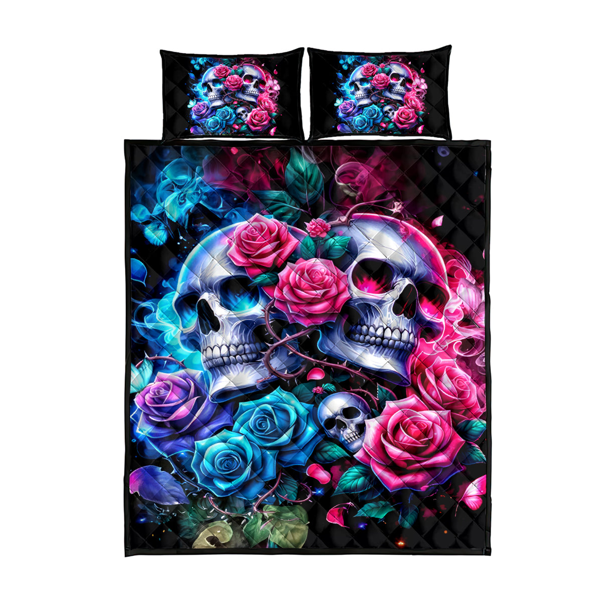 Couple Skull Quilt Bed Set I Could Be Your Best Friend Or Your Worst Fucking Enemy - Wonder Print Shop
