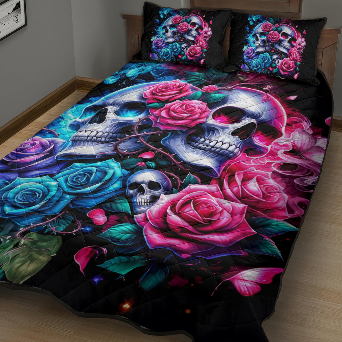 Couple Skull Quilt Bed Set I Could Be Your Best Friend Or Your Worst Fucking Enemy - Wonder Print Shop