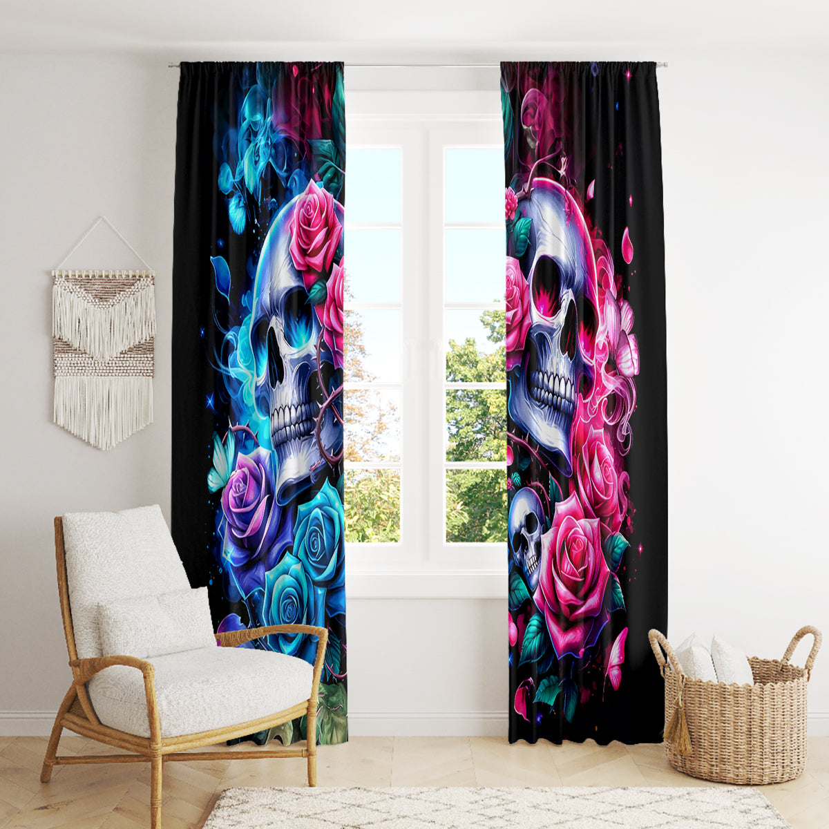 Couple Skull Window Curtain I Could Be Your Best Friend Or Your Worst Fucking Enemy - Wonder Print Shop