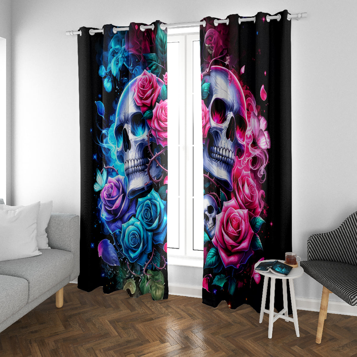 Couple Skull Window Curtain I Could Be Your Best Friend Or Your Worst Fucking Enemy - Wonder Print Shop
