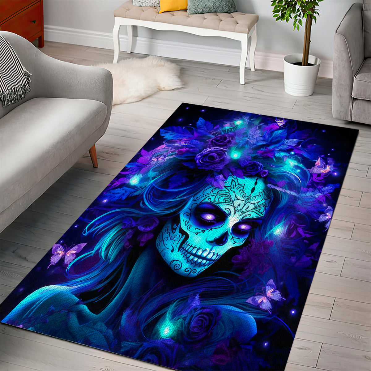 Skull Girl Area Rug Yes I'm A Bitch But Not Yours - Wonder Print Shop