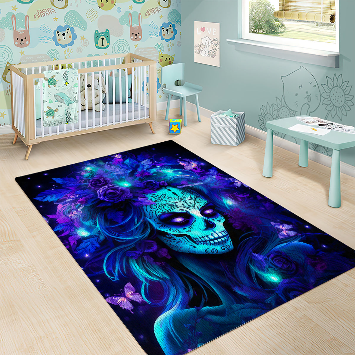 Skull Girl Area Rug Yes I'm A Bitch But Not Yours - Wonder Print Shop