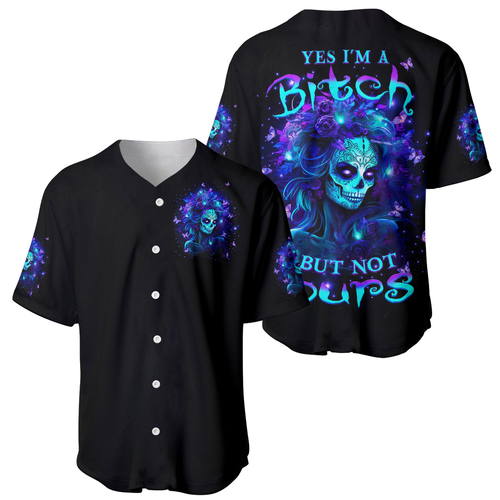 Skull Girl Baseball Jersey Yes I'm A Bitch But Not Yours - Wonder Print Shop