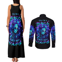 Skull Girl Couples Matching Tank Maxi Dress and Long Sleeve Button Shirt Yes I'm A Bitch But Not Yours - Wonder Print Shop
