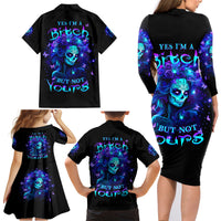 Skull Girl Family Matching Long Sleeve Bodycon Dress and Hawaiian Shirt Yes I'm A Bitch But Not Yours - Wonder Print Shop