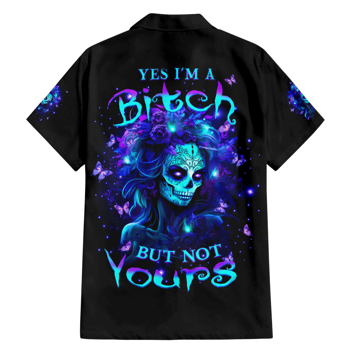 Skull Girl Family Matching Short Sleeve Bodycon Dress and Hawaiian Shirt Yes I'm A Bitch But Not Yours - Wonder Print Shop